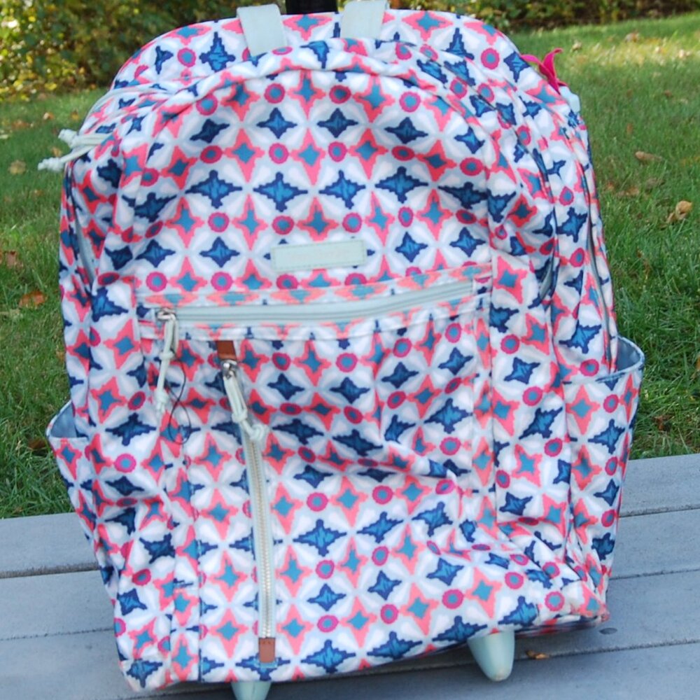 Vera Bradley Rolling Backpack — Patterned Backpack with Extendable Handle, wheel